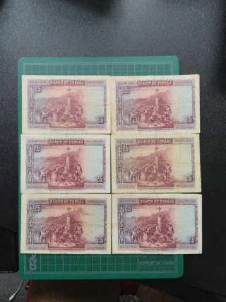 6 Billetes: 25 Pesetas 1928 Alfonso XIII