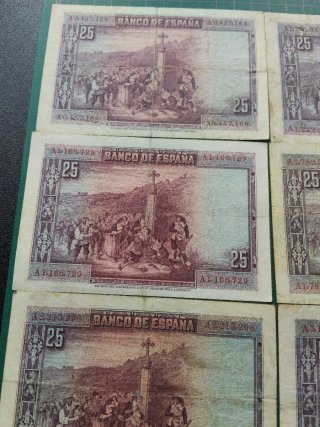 6 Billetes: 25 Pesetas 1928 Alfonso XIII