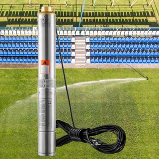 Bomba Sumergible de Pozo Profundo, 370W 230V 50Hz, 5.3 m³/h Caudal Máximo 50 m (164 pies) Altura Máxima, con Cable Eléctrico de 9.1 m, Bombas de Agua de Acero Inoxidable para Riego Industrial y Us...