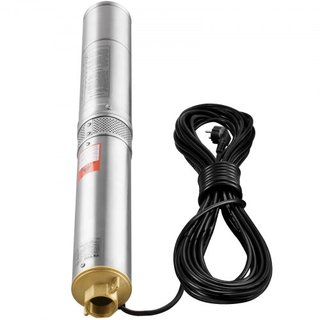Bomba Sumergible de Pozo Profundo, 370W 230V 50Hz, 5.3 m³/h Caudal Máximo 50 m (164 pies) Altura Máxima, con Cable Eléctrico de 9.1 m, Bombas de Agua de Acero Inoxidable para Riego Industrial y Us...