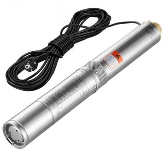 Bomba Sumergible de Pozo Profundo, 370W 230V 50Hz, 5.3 m³/h Caudal Máximo 50 m (164 pies) Altura Máxima, con Cable Eléctrico de 9.1 m, Bombas de Agua de Acero Inoxidable para Riego Industrial y Us...