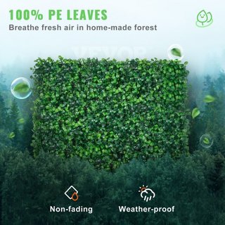 Pannello di Boxwood Artificiale UV 24pz Pannelli di Siepe di Boxwood Parete di Erba Artificiale 20" X 20" 4 cm Parete di Erba Verde Siepe Falso per Decorazione Recinzione Privacy Interno Esterno Giardino