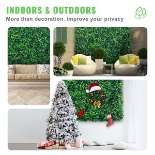 Pannello di Boxwood Artificiale UV 24pz Pannelli di Siepe di Boxwood Parete di Erba Artificiale 20" X 20" 4 cm Parete di Erba Verde Siepe Falso per Decorazione Recinzione Privacy Interno Esterno Giardino