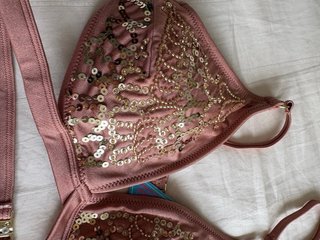 Bikini Mujer Lentejuelas Oro Rosa Talla S
