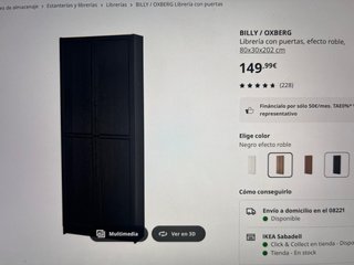 Armario Ikea Billy/Oxberg Negro