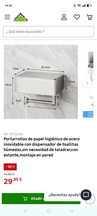 Portarrollos Papel Higiénico con Dispensador