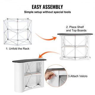 Mesa Podio Portátil para Ferias, 130 × 46,5 × 95 cm, Mostrador de Exhibición, Stand de Feria con Pared, Mesa de Bar de Promoción Plegable, Podio Pop Up con Estante de Almacenamiento, Bolsa de Tran...