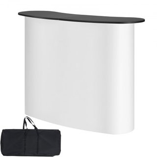 Mesa Podio Portátil para Ferias, 130 × 46,5 × 95 cm, Mostrador de Exhibición, Stand de Feria con Pared, Mesa de Bar de Promoción Plegable, Podio Pop Up con Estante de Almacenamiento, Bolsa de Tran...
