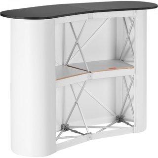 Mesa Podio Portátil para Ferias, 130 × 46,5 × 95 cm, Mostrador de Exhibición, Stand de Feria con Pared, Mesa de Bar de Promoción Plegable, Podio Pop Up con Estante de Almacenamiento, Bolsa de Tran...