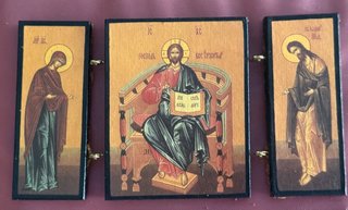Icono Ortodoxo Ruso Tríptico. Deesis