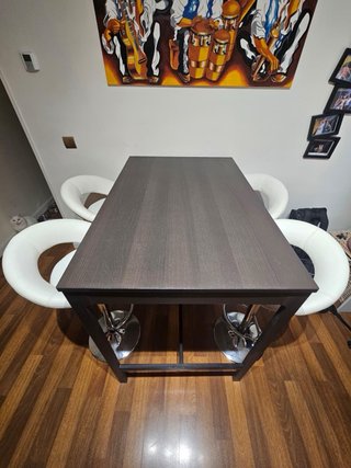 Mesa alta salón madera y metal