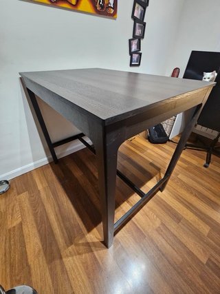 Mesa alta salón madera y metal