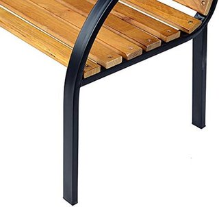 Banco de Madera 2 Plazas, Banco de Exterior, Jardín, Balcón o Terraza 122X60X83Cm, Negro y Color Madera