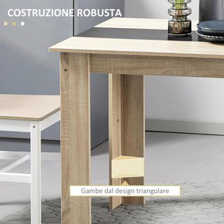 Mesa de Comedor para 4-6 Personas, Mesa de Cocina Moderna con Superficie con Vetas de Madera, Mesa Rectangular para Sala de Estar y Comedor en Madera, 120X69X75 Cm, Color Negro y Madera