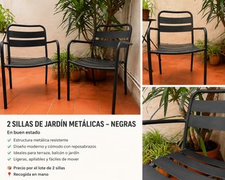 2 Sillas Jardín Metálicas Negras
