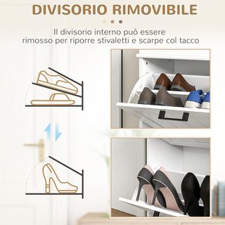Zapatero Ahorrador de Espacio con 2 Cajones Plegables para 10 Pares de Zapatos, Mueble para Zapatos con Estante Regulable, 54X24X82.5 Cm, Blanco