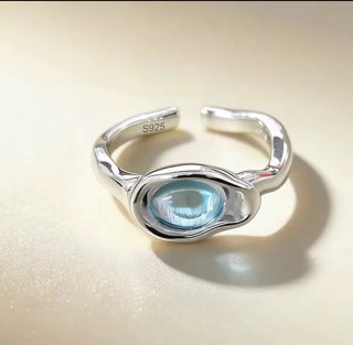 Anillo Plata Ley 925 Ajustable Azul