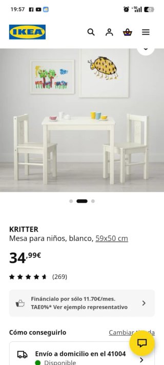 Conjunto mesa y sillas para niños