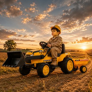 Buddy - Tractor con pala y remolque infantil 12v