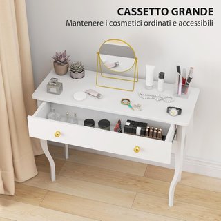 Consola de Entrada Elegante con Amplio Cajón de Almacenamiento, Mesa Consola de Madera con Patas Curvas, Mesa de Entrada para Dormitorio, Moderna, 100X40X74 Cm, Blanca