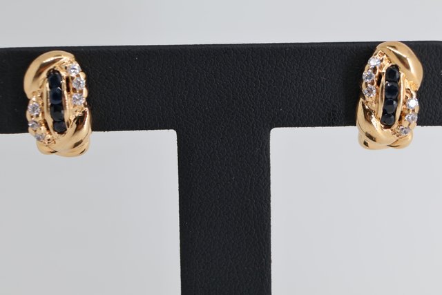 J-0894 Pendientes Oro 18K piedras de color