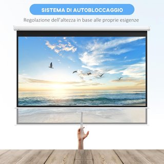 Pantalla de Proyector de 100 Pulgadas 4K HD Formato 16:9 Con Montaje en Pared y Techo, Pantalla de Proyector de Metal, Gran Ángulo de 160 Grados, para Casa, Hogar, Cine, Exterior, Blanco