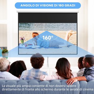 Pantalla de Proyector de 100 Pulgadas 4K HD Formato 16:9 Con Montaje en Pared y Techo, Pantalla de Proyector de Metal, Gran Ángulo de 160 Grados, para Casa, Hogar, Cine, Exterior, Blanco