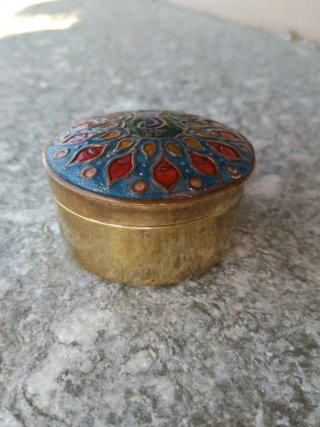 Scatola portagioie vintage pavone ottone smalto
