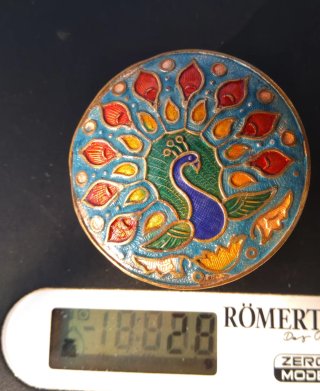 Scatola portagioie vintage pavone ottone smalto