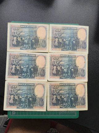 6 Billetes 50 Pesetas 1928 El Banco de España