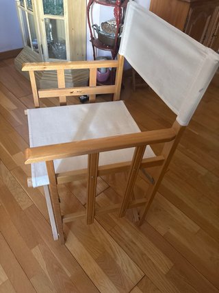 Silla plegable madera y tela beige