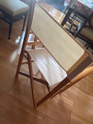 Silla plegable madera y tela beige