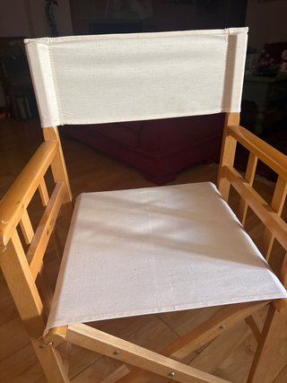 Silla plegable madera y tela beige