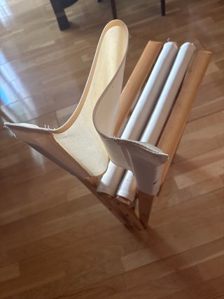 Silla plegable madera y tela beige