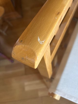 Silla plegable madera y tela beige