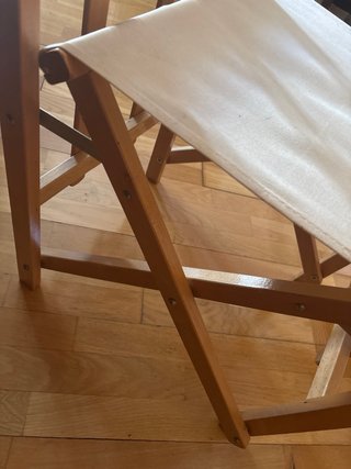 Silla plegable madera y tela beige