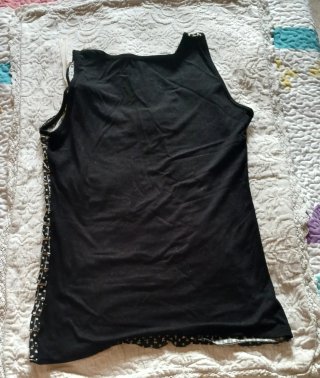 Top Cortefiel Negro Lunares Volantes Talla S