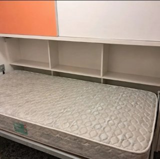 Mueble Cama Abatible Naranja y Gris