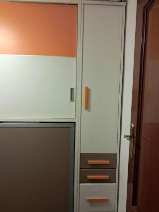 Mueble Cama Abatible Naranja y Gris