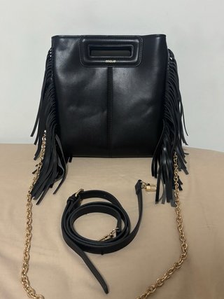 Bolso M A J E Negro Flecos Cadena Dorada