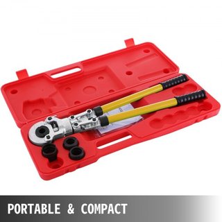 Kit de Prensa de Crimpado de Tubos con Alicates de Mano y 6 Piezas Herramienta PEX Presser ø16 - 32 mm para Tubos Compuestos Pex-Al-Pex de Aluminio