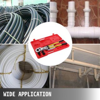Kit de Prensa de Crimpado de Tubos con Alicates de Mano y 6 Piezas Herramienta PEX Presser ø16 - 32 mm para Tubos Compuestos Pex-Al-Pex de Aluminio