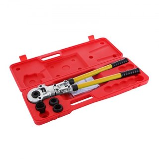 Kit de Prensa de Crimpado de Tubos con Alicates de Mano y 6 Piezas Herramienta PEX Presser ø16 - 32 mm para Tubos Compuestos Pex-Al-Pex de Aluminio
