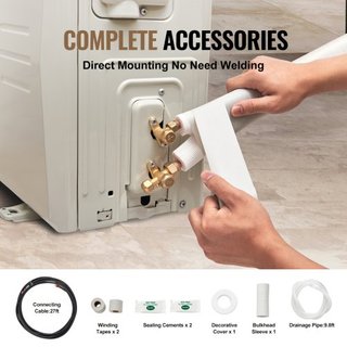 Set di tubi Mini Split da 7620 mm, tubi in rame da 6,4 e 9,5 OD e isolamento a triplo strato, per impianti di climatizzazione o pompe di calore e HVAC con ricchi accessori