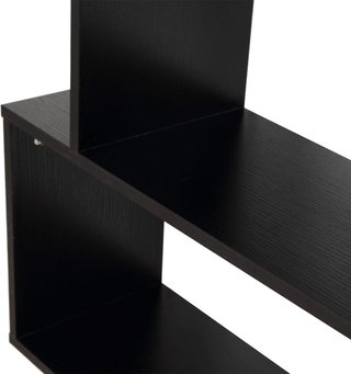 Librería De Diseño, Librería de Pared Negra, 6 Estantes Descompuestos, Estructura en Zig-Zag, Moderna, Resistente, de Madera, para Salón y Oficina, 80X24X191Cm, Negro