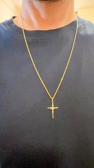 Collana con crocifisso in oro bicolore 18kt 750