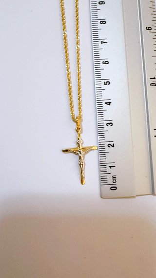 Collana con crocifisso in oro bicolore 18kt 750