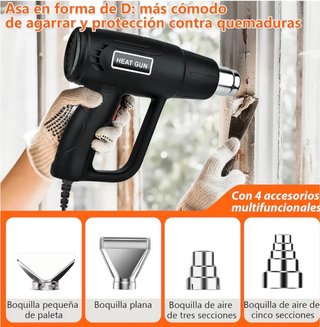 Pistola de Calor 2000W + Accesorios