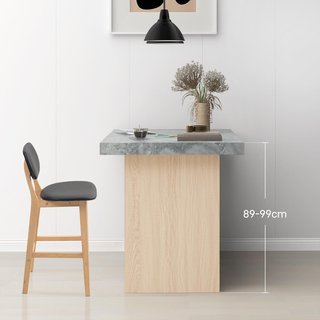 Conjunto de 2 Taburetes de Bar con Respaldo y Tapizado en Cuero Sintético, Taburetes Altos de Cocina con Patas de Madera y Reposapiés, 42X47X92Cm, Negro