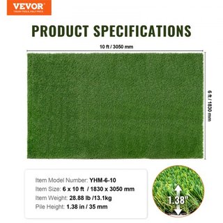 Tappeto Erba Artificiale, 1,8 x 3 m, Tappeto Verde per Ingresso Esterno, Decorazione Erba, Facile da Pulire con Fori di Drenaggio, Perfetto per Uso Domestico Multiplo